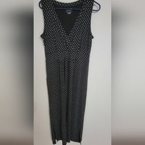 L.L. Bean Black And White Circle Medium Maxi Dress